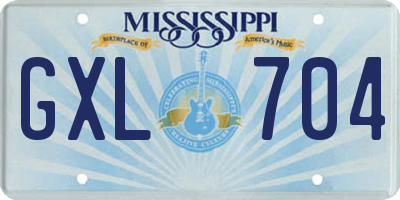 MS license plate GXL704