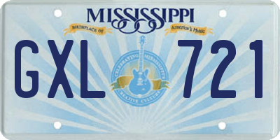 MS license plate GXL721