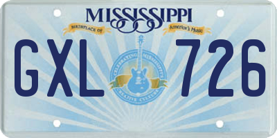 MS license plate GXL726