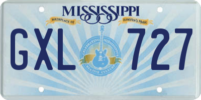 MS license plate GXL727