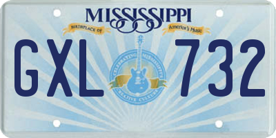 MS license plate GXL732