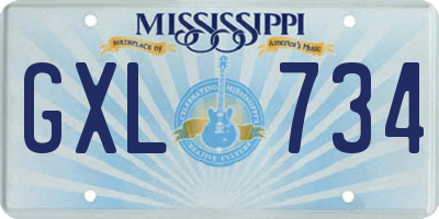 MS license plate GXL734