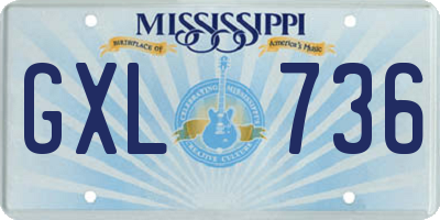 MS license plate GXL736