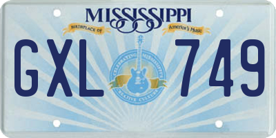 MS license plate GXL749