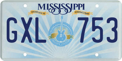 MS license plate GXL753