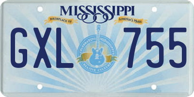 MS license plate GXL755