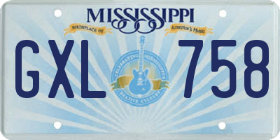 MS license plate GXL758