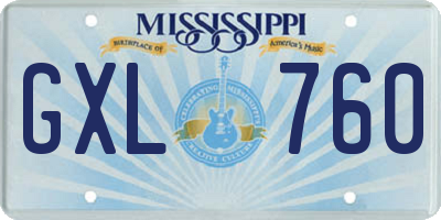MS license plate GXL760