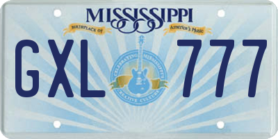 MS license plate GXL777