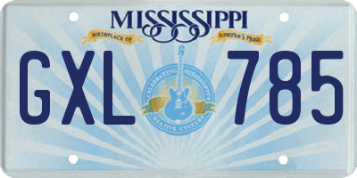 MS license plate GXL785