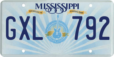 MS license plate GXL792