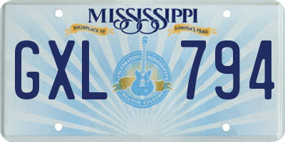 MS license plate GXL794
