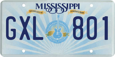MS license plate GXL801