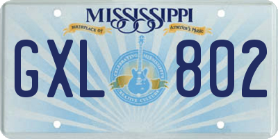 MS license plate GXL802