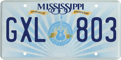 MS license plate GXL803