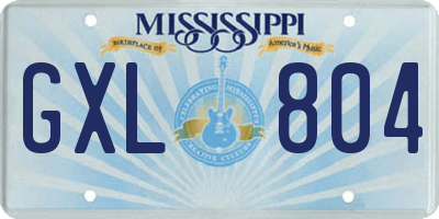 MS license plate GXL804