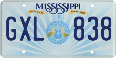 MS license plate GXL838