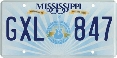 MS license plate GXL847