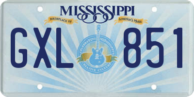 MS license plate GXL851
