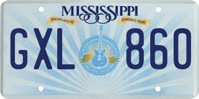 MS license plate GXL860