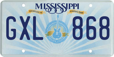 MS license plate GXL868