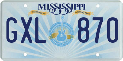 MS license plate GXL870