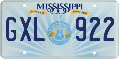 MS license plate GXL922
