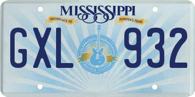 MS license plate GXL932
