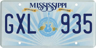 MS license plate GXL935