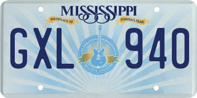 MS license plate GXL940