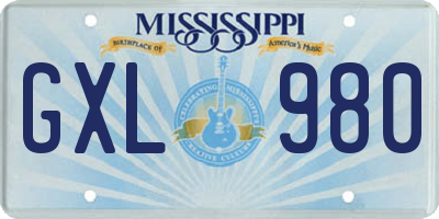 MS license plate GXL980