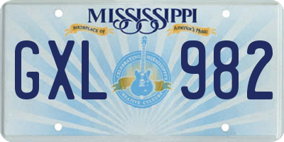 MS license plate GXL982