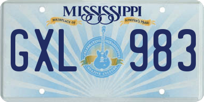 MS license plate GXL983
