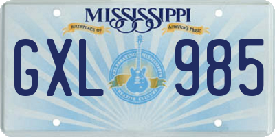 MS license plate GXL985