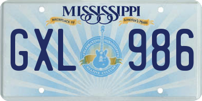 MS license plate GXL986
