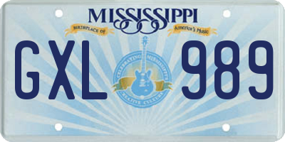 MS license plate GXL989