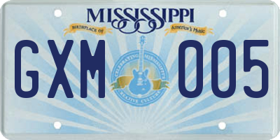 MS license plate GXM005