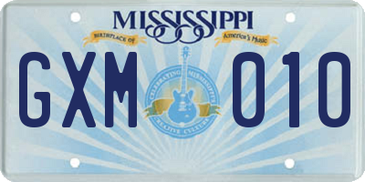 MS license plate GXM010