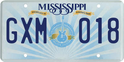 MS license plate GXM018