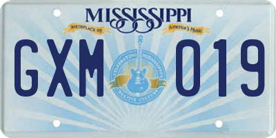 MS license plate GXM019