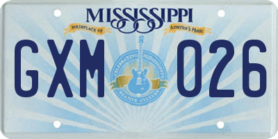 MS license plate GXM026