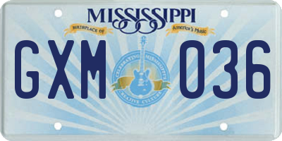 MS license plate GXM036