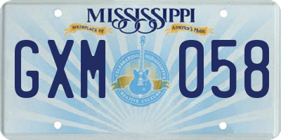 MS license plate GXM058