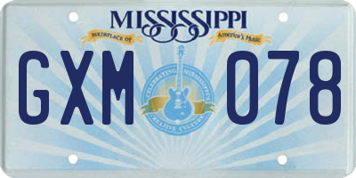 MS license plate GXM078