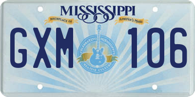 MS license plate GXM106