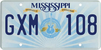 MS license plate GXM108
