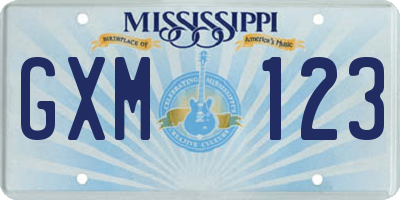 MS license plate GXM123