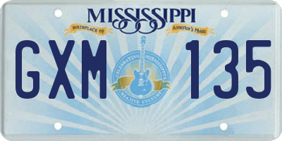 MS license plate GXM135