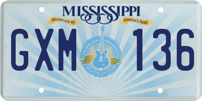 MS license plate GXM136