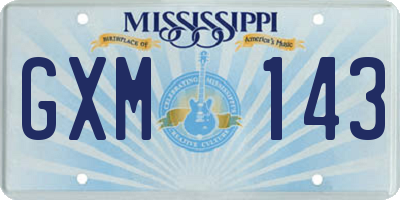 MS license plate GXM143